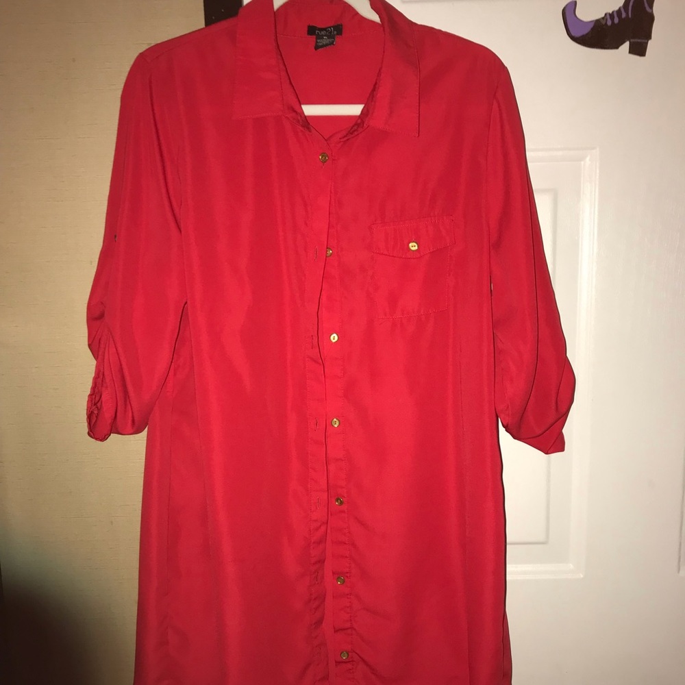 Rue 21 long button down top. Long style. Dressy
